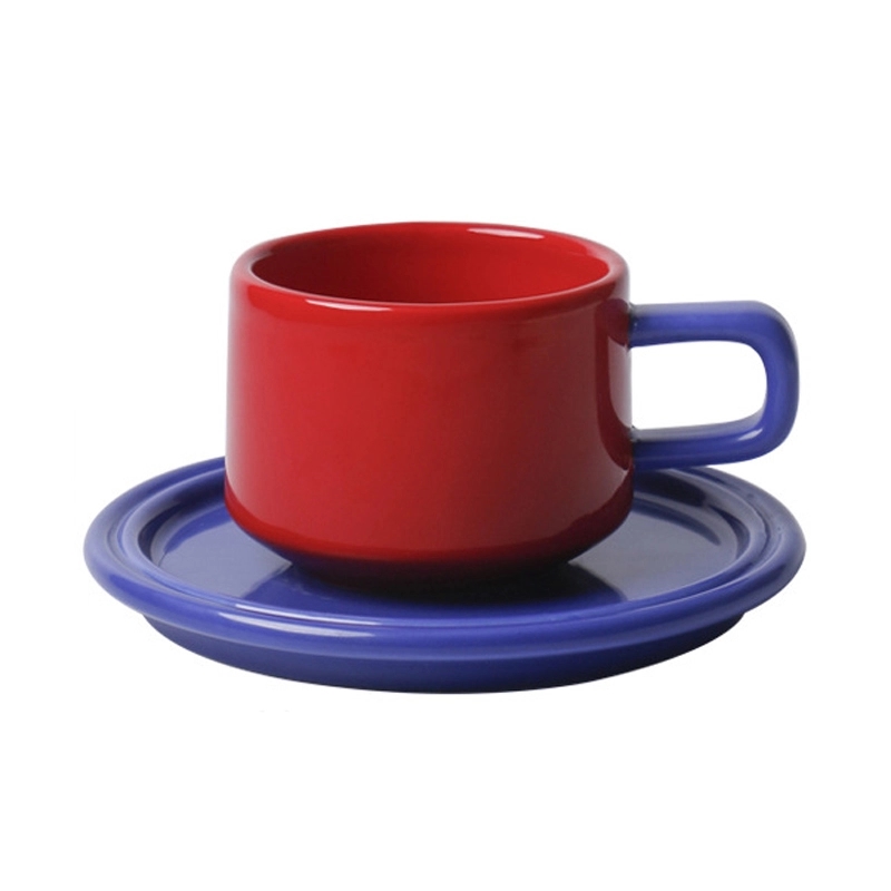 Custom 8.4 OZ. Ceramic Tea Cup Coffee Mug with Saucer Set 6