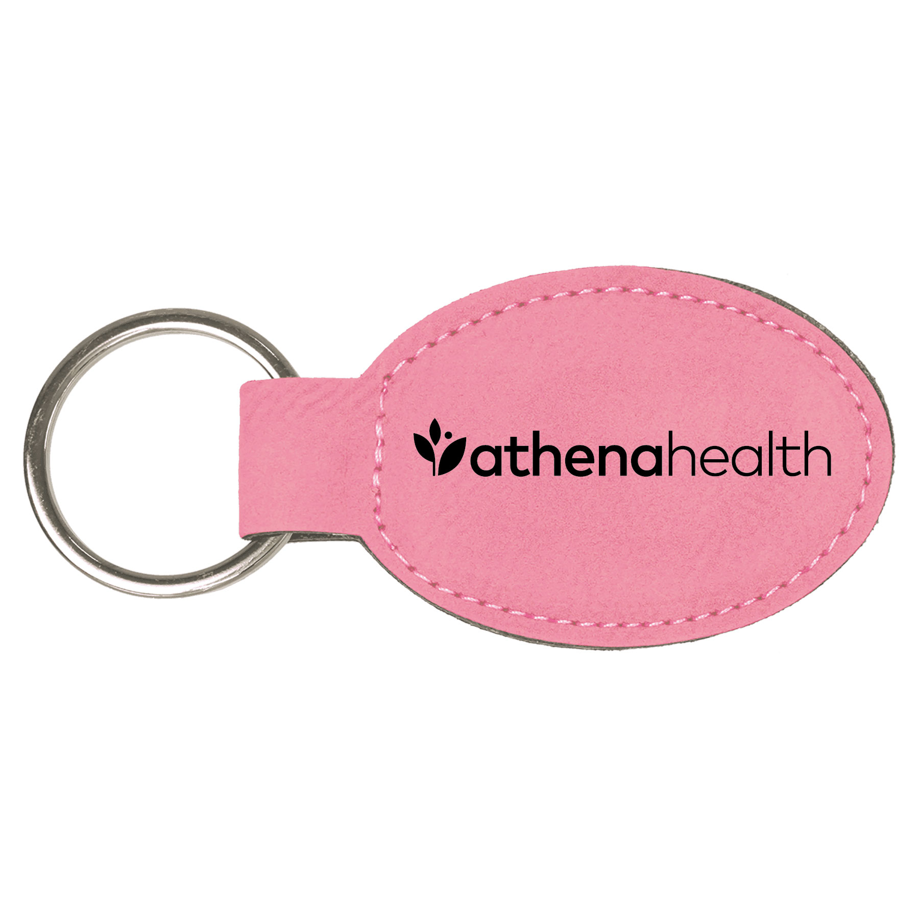 Pink Leatherette Oval Keychain