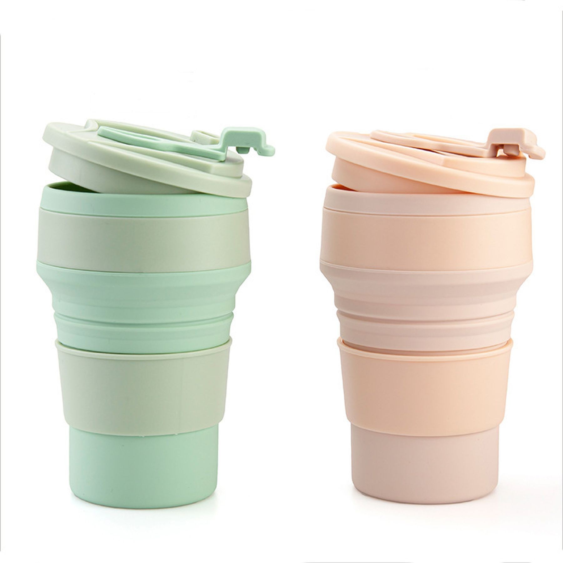 Collapsible Travel Cup Silicone Camping Bottle With Lids 6