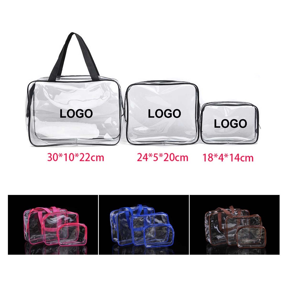 3Pcs Set Clear Toiletry Bag 2