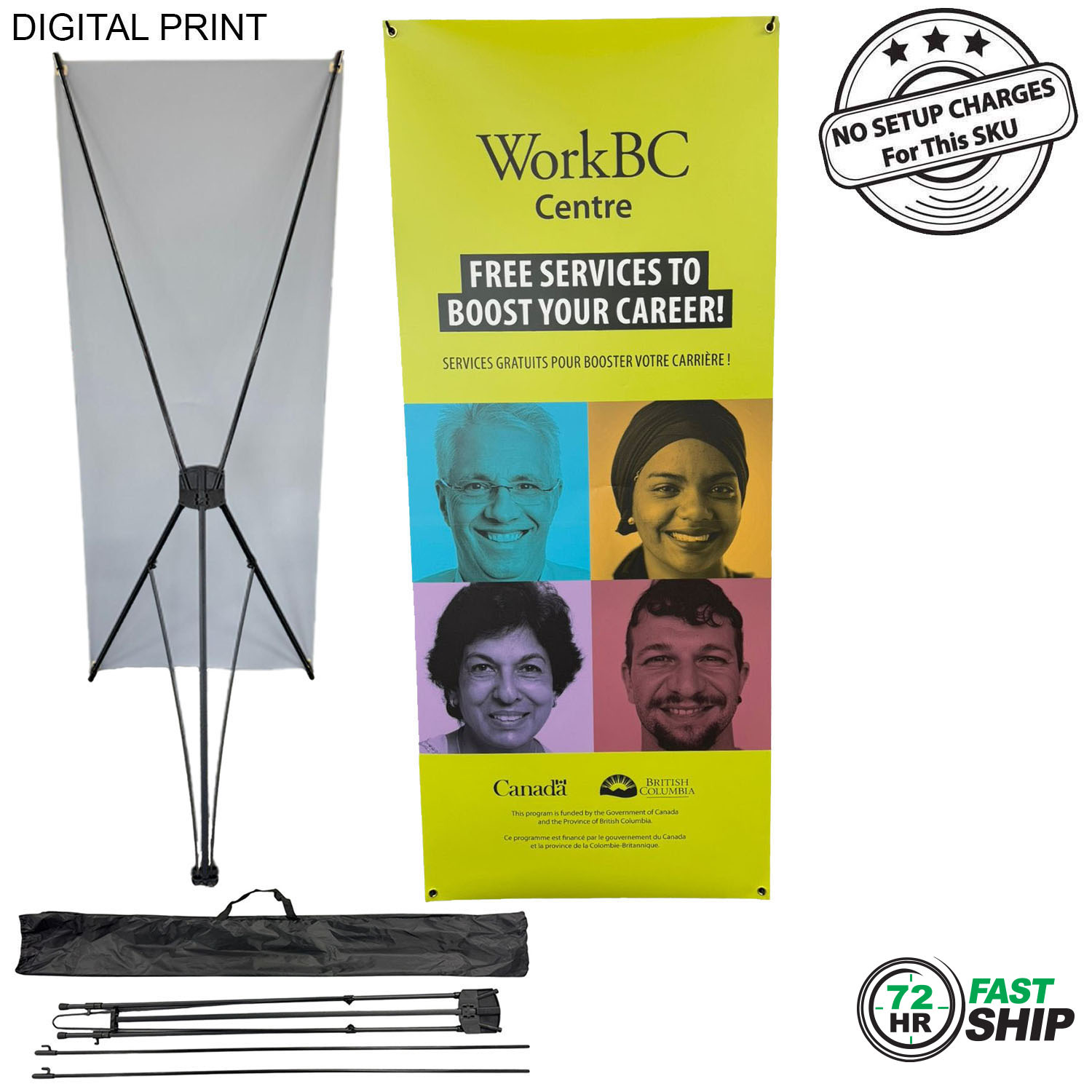 72Hr Fast Ship - Tripod Banner with Graphics, 33.5x80, and Bag. NO SETUP CHARGE 2
