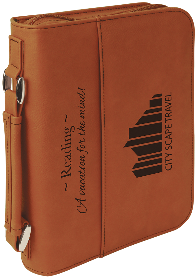 6 3/4" x 9 1/4" Rawhide Leatherette Book/Bible Cover with Handle & Zipper 2