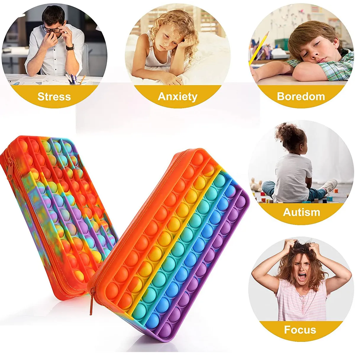 Pencil Case Sensory Silicone Bubble Toy Stationery 7