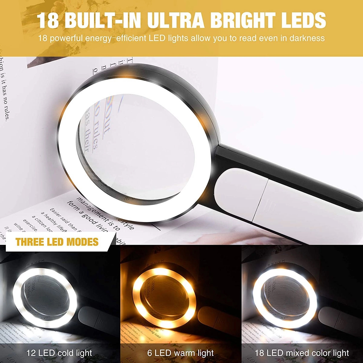 30X Handheld Magnifying Glass With Light 2