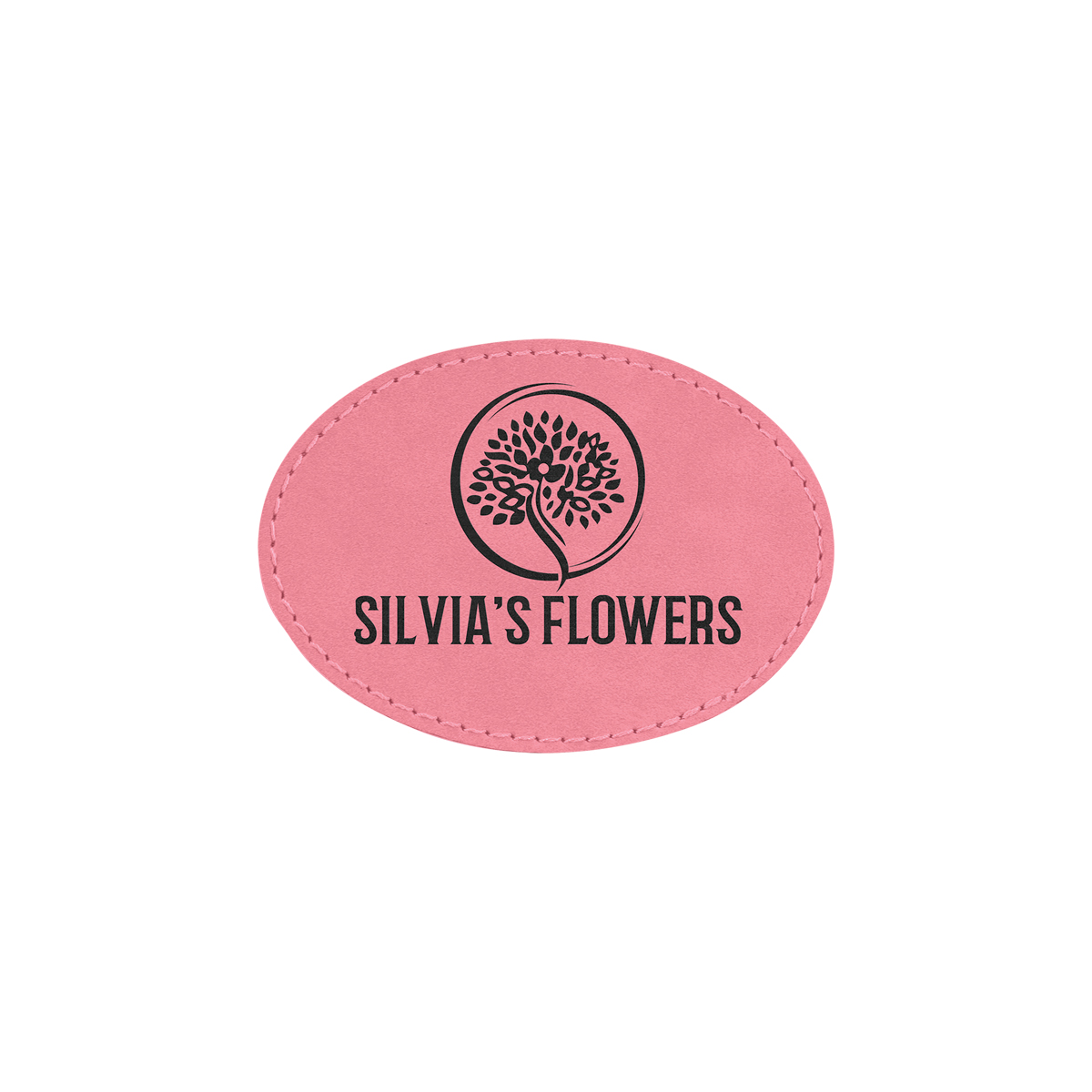 3" x 2" Pink Leatherette Oval Patch with Adhesive