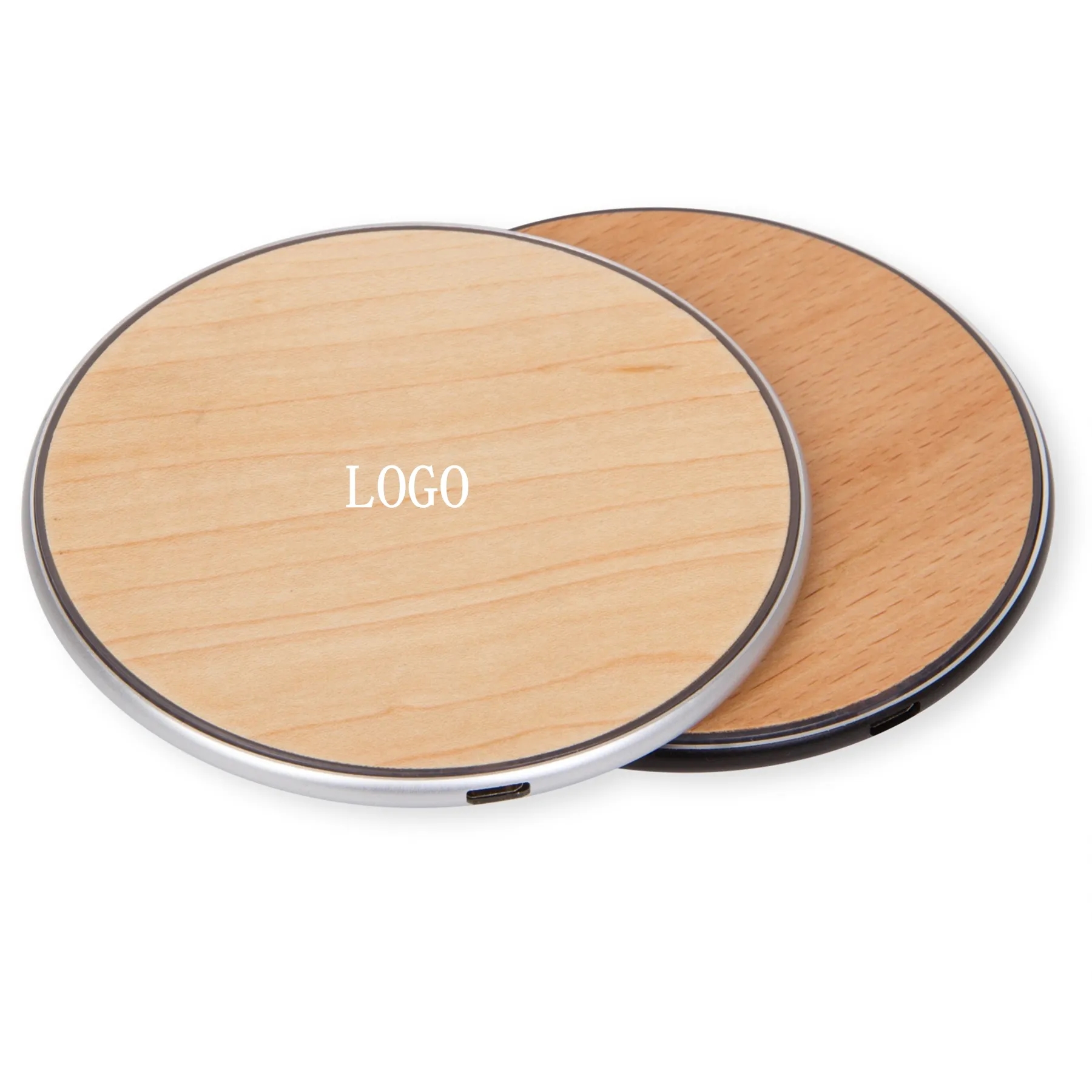 10W Wooden Round Ultra-thin Wireless Charger 6