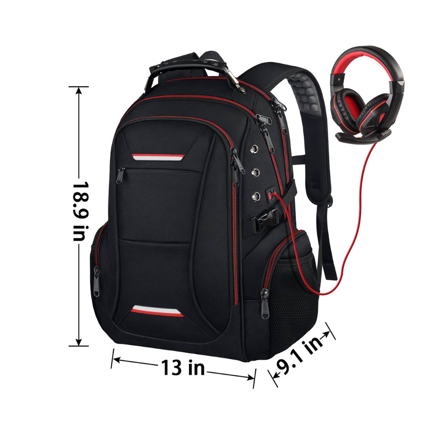 Business Computer Nylon Backpack With Earphone Port 3