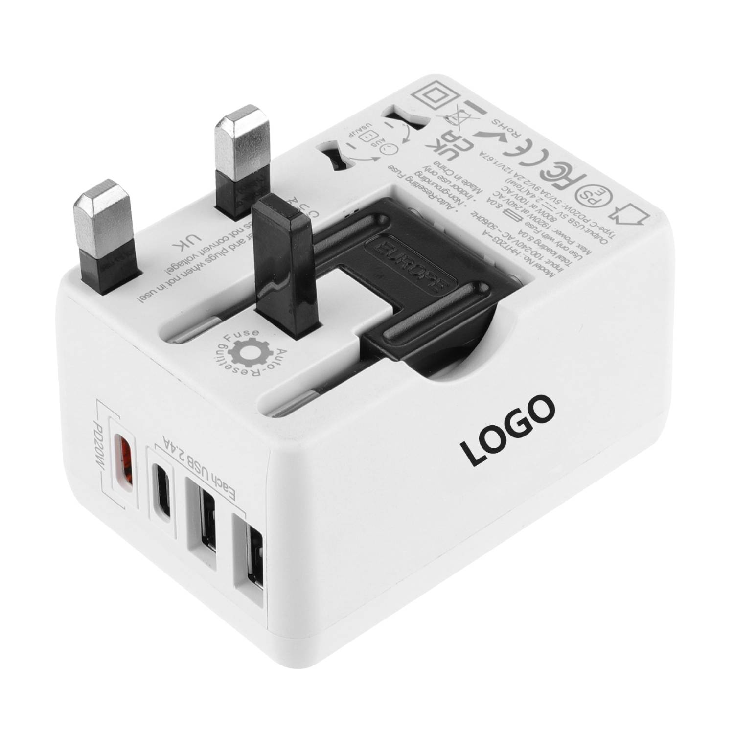 2 USB A 2 Type C PD20W Universal Travel Adapter 6