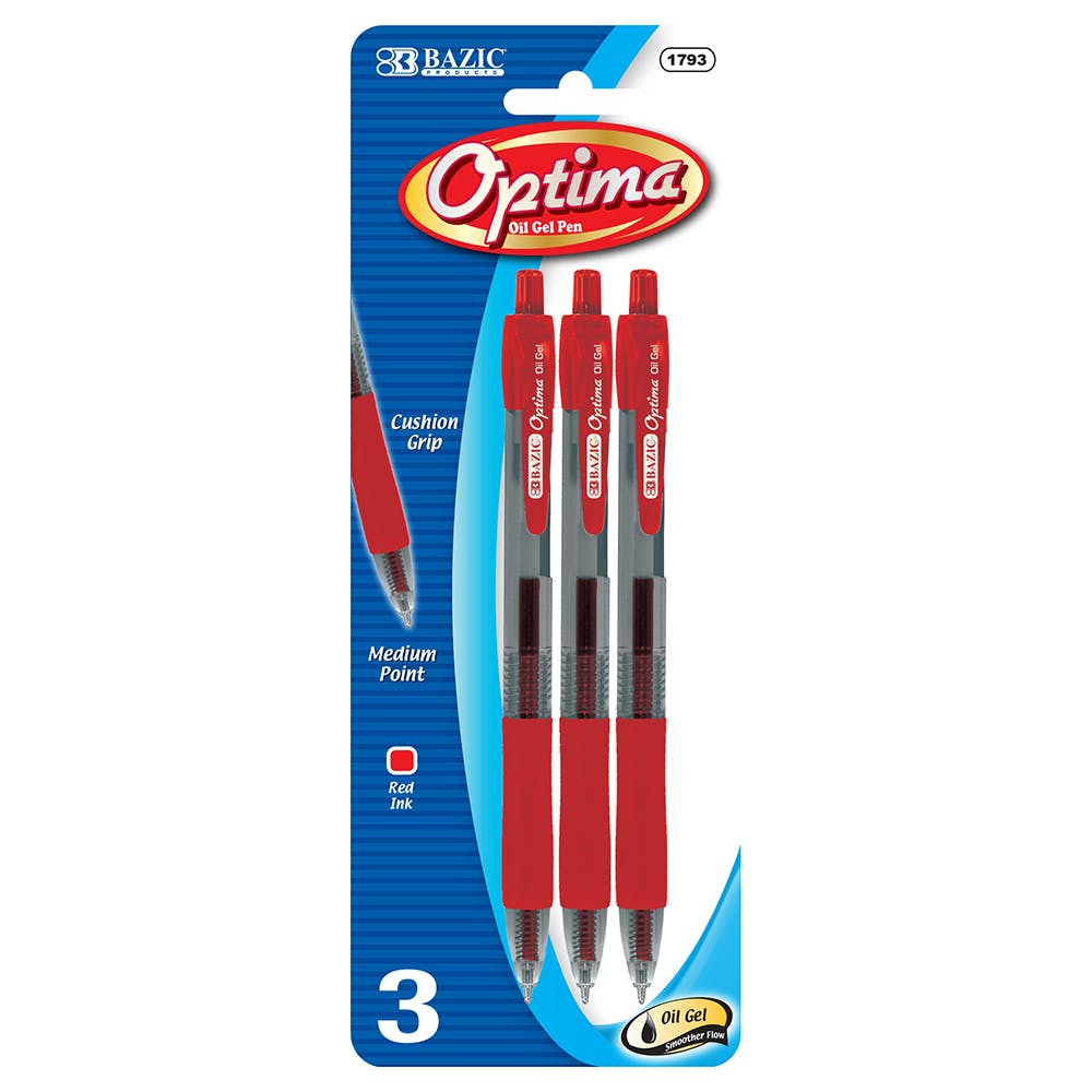 Optima Gel Pens - Red 3 Pack 2