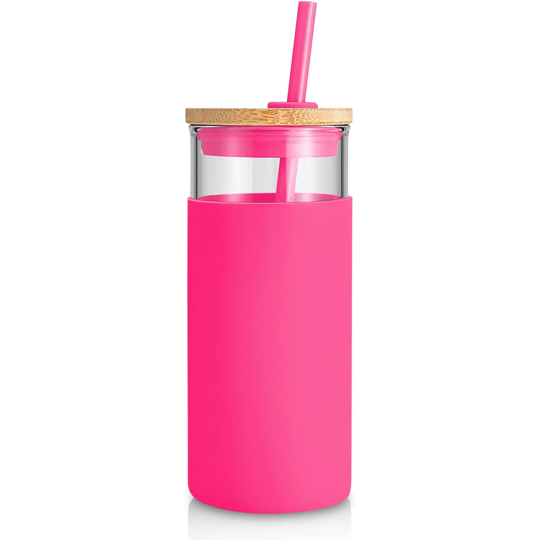 20 Oz Glass with Bamboo Lid and Straw 25