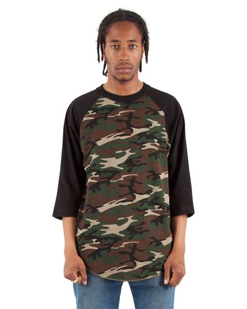 Unisex Three-Quarter Sleeve Camo Raglan T-Shirt - SHRAGCM 5