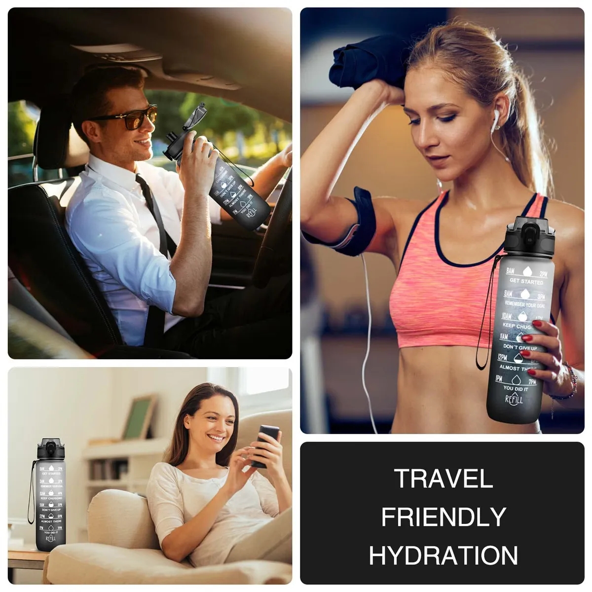 32 oz Motivational Water Bottles With Time Maker 3