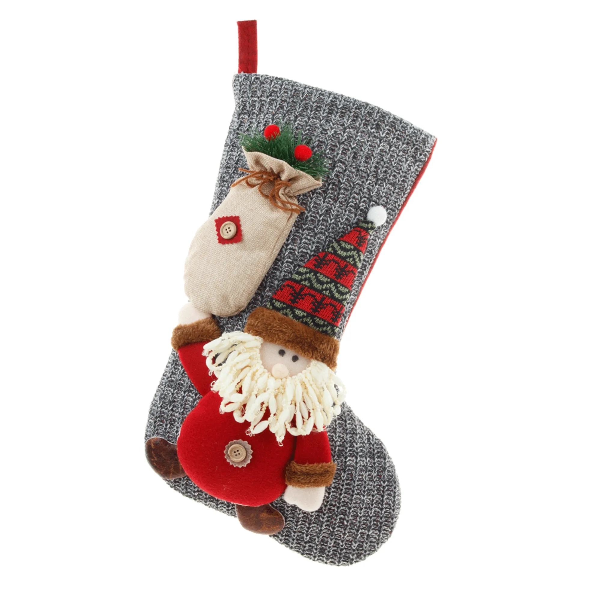 Large knitted wool Christmas socks 4