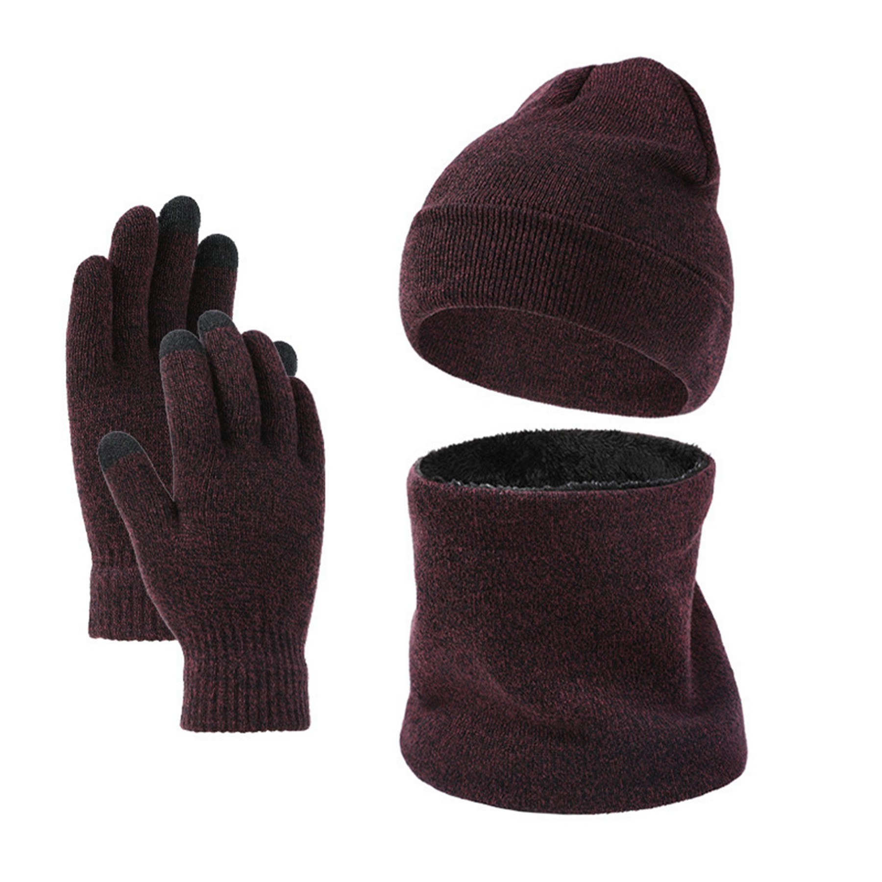 Winter Warm Beanie Hat Scarf And Touchscreen Gloves Set 7