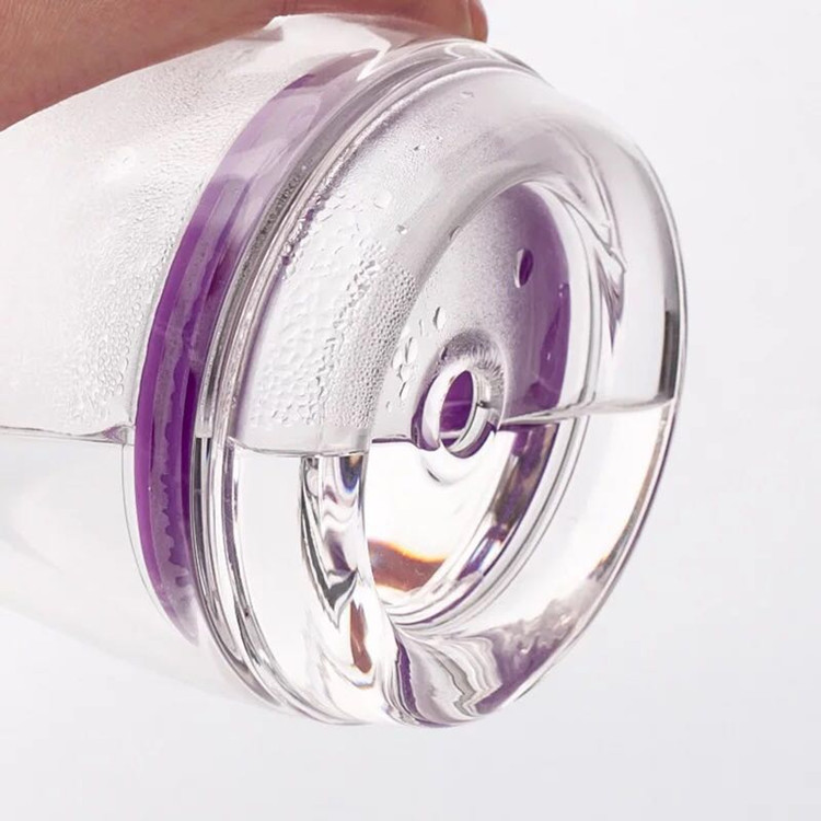 Double Wall Glass Juice Cup w/ Glass Lid & Straw 10 oz 3