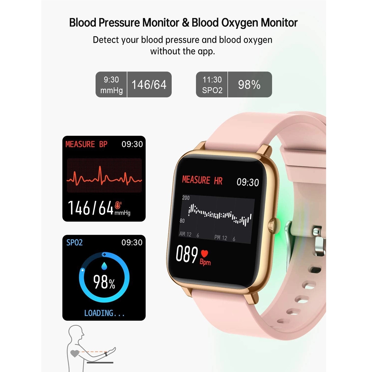 P22 Fitness Smartwatch Tracker With Heart Rate Monitor 3