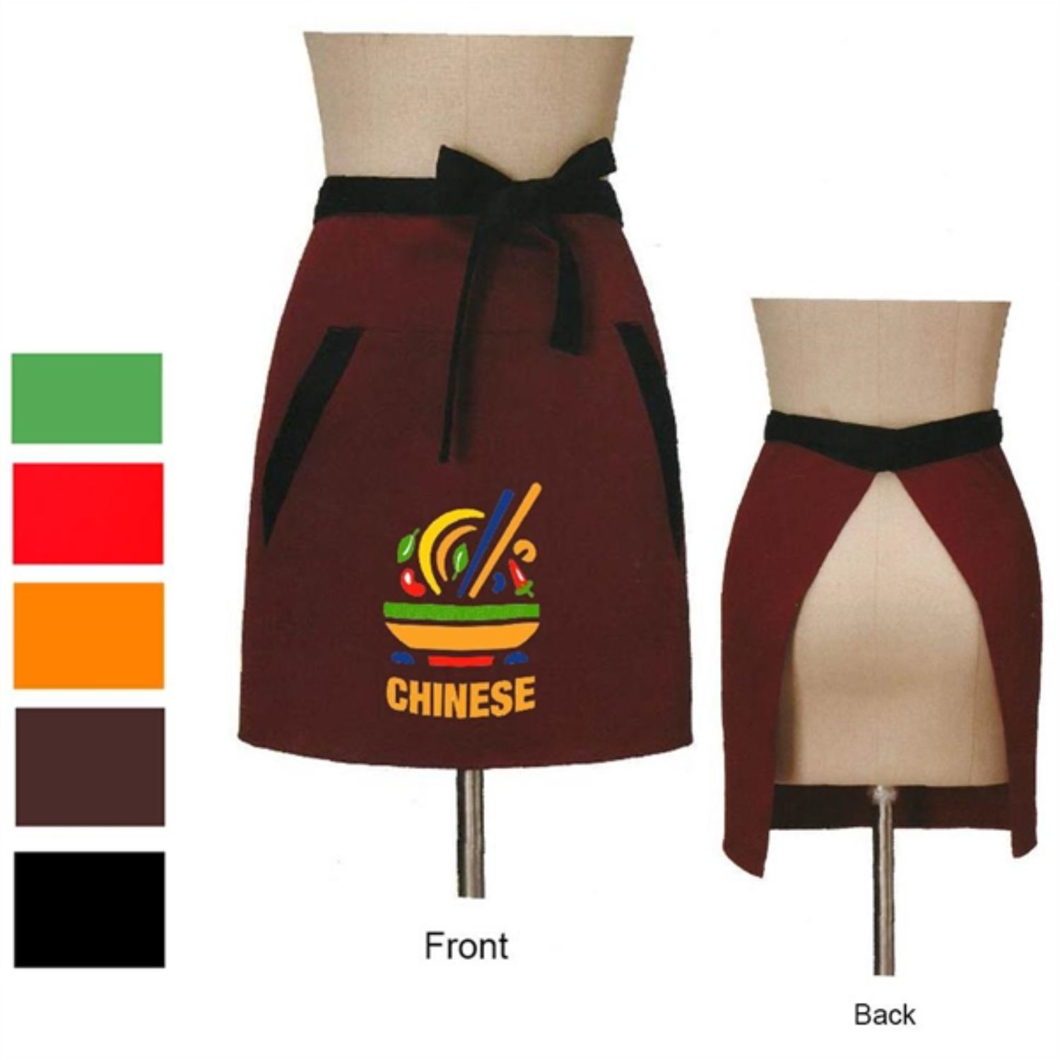 12 oz. Woven frock fabric Two-tone Waist Apron w/ 2 pockets 1