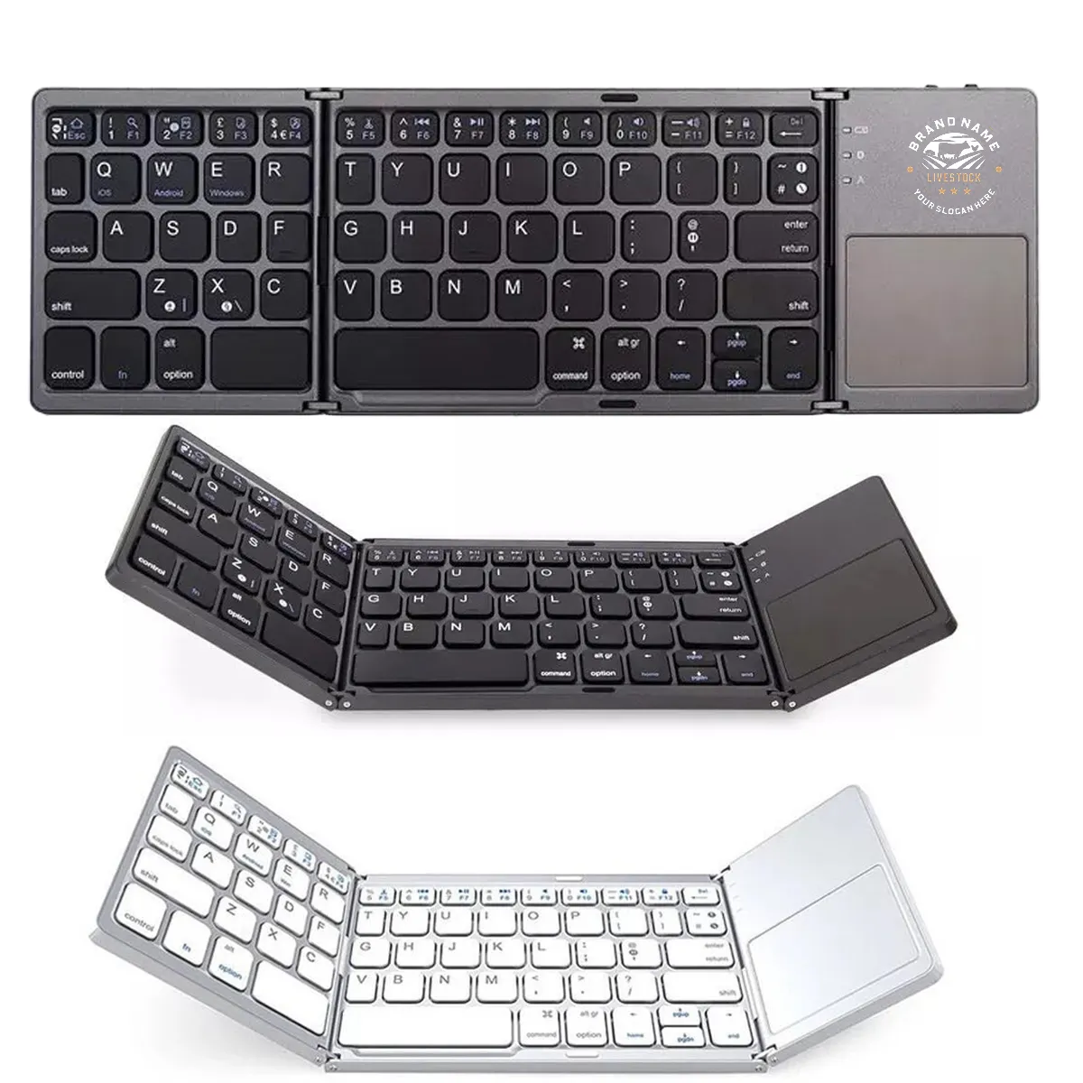 Foldable Bluetooth Keyboard with Touchpad Rechargeable 2