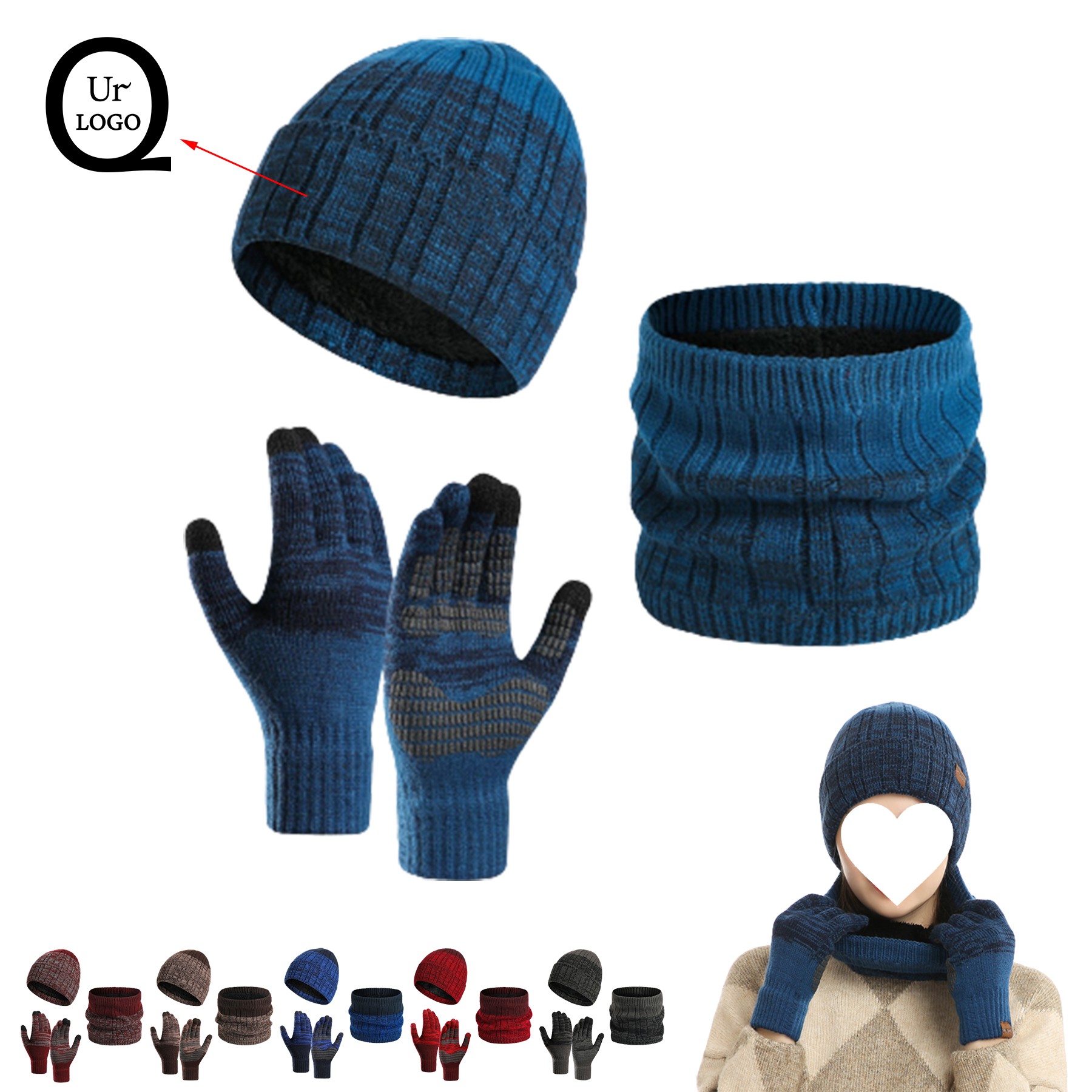 Winter Hats Scarfs And Touchscreen Gloves Set