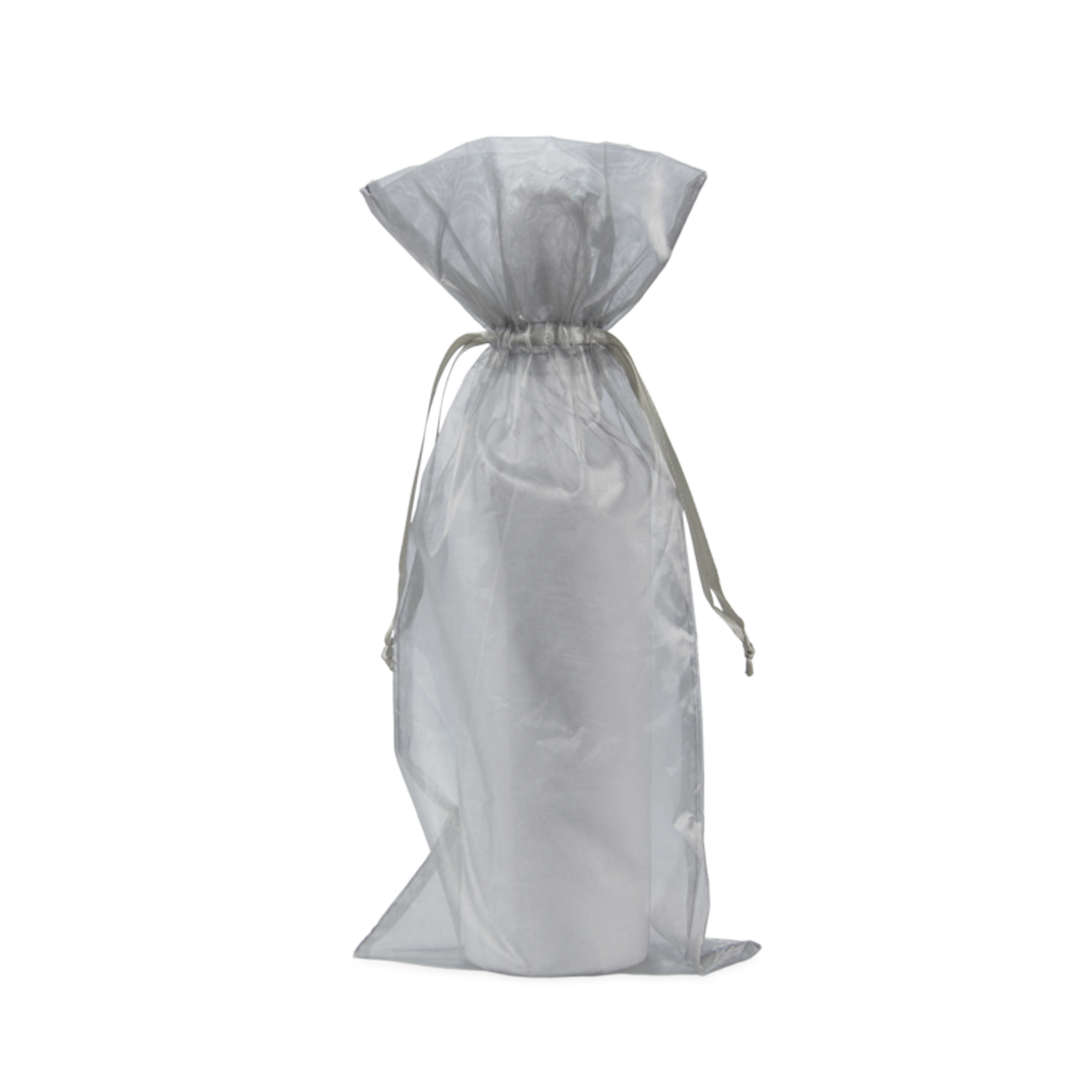Silver Organza Wine Bag 1