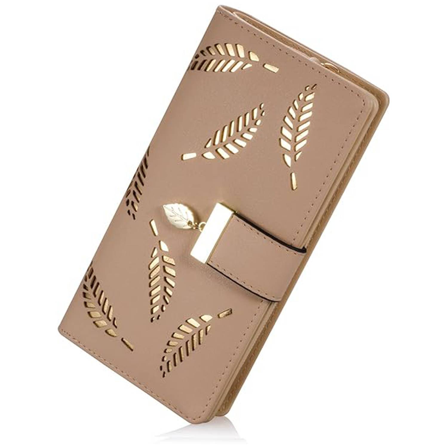 Trendy Korean Leaf Pattern Zipper Clasp Handbag Wallet 3