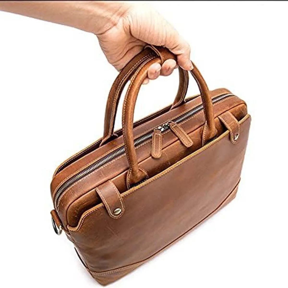 15.6 Inch Laptop Genuine Leather Men's Handbag Briefcase 6