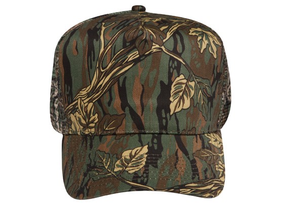 OTTO CAP® Camouflage 5 Panel Mid Profile Mesh Back Trucker Hat 1