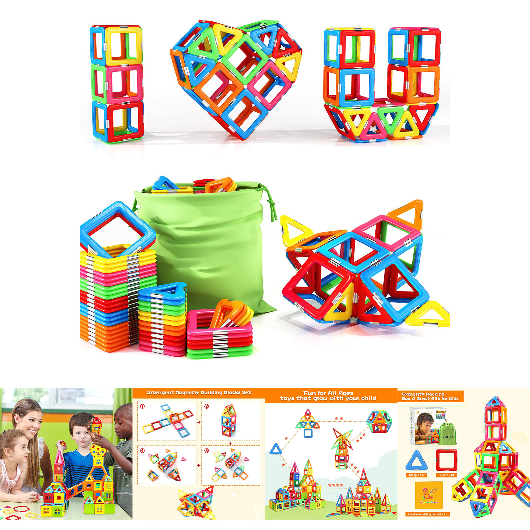 Upgraded Magnetic Blocks Tough Tiles STEM Toys 2