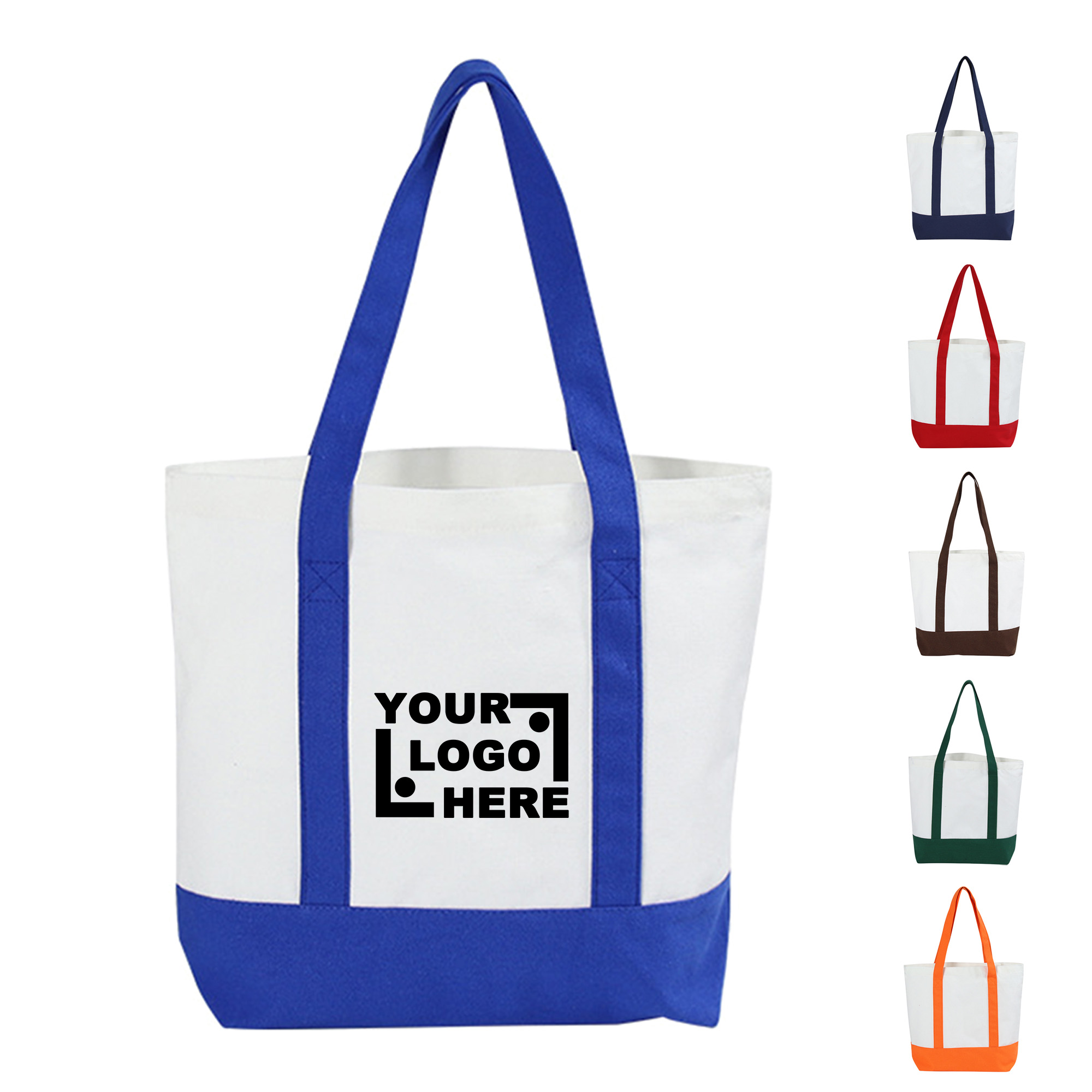 Canvas Tote Bag with Contrasting Panels, custom tote bag with logo imprint 1