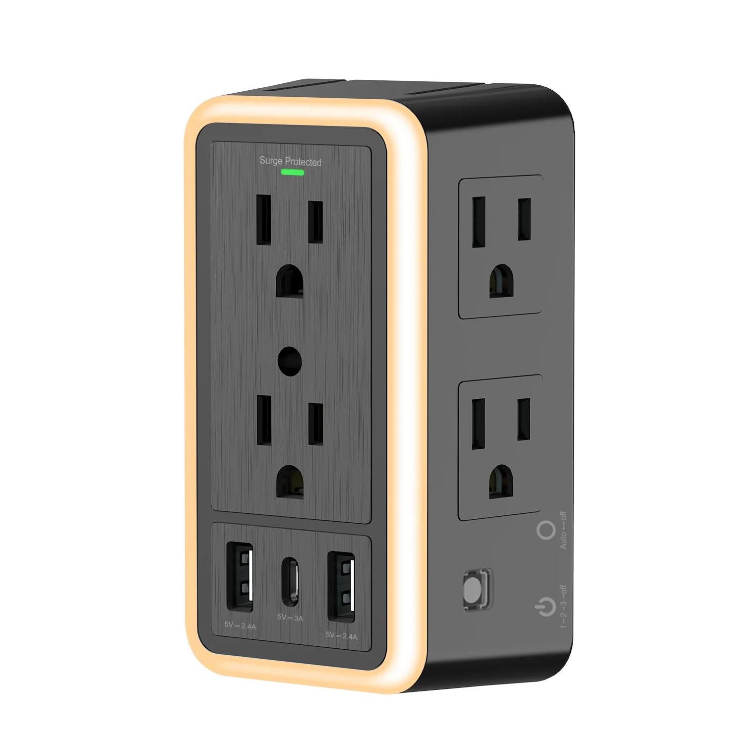 Multi Plug Outlet with 6-Outlet 2 USB Port And Night Light
