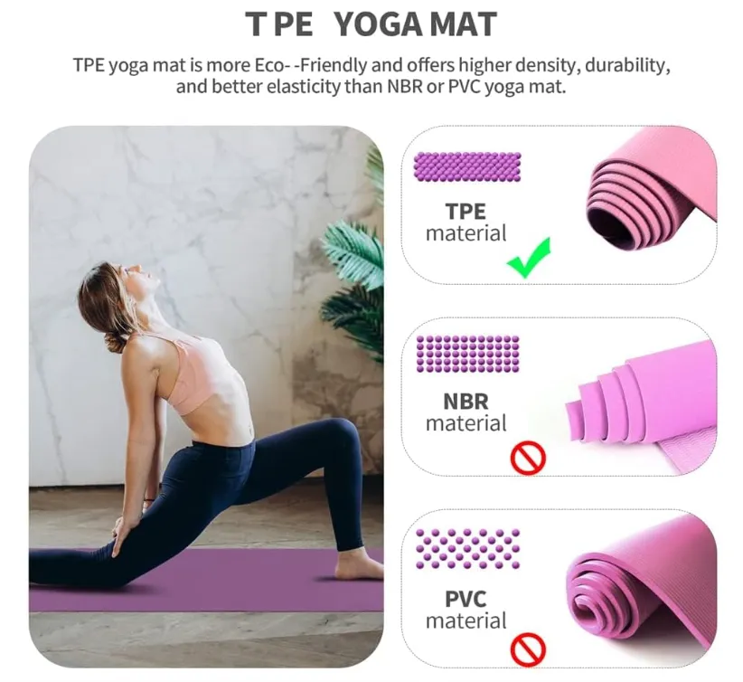 TPE Yoga Mat W/ Carry Handle 5