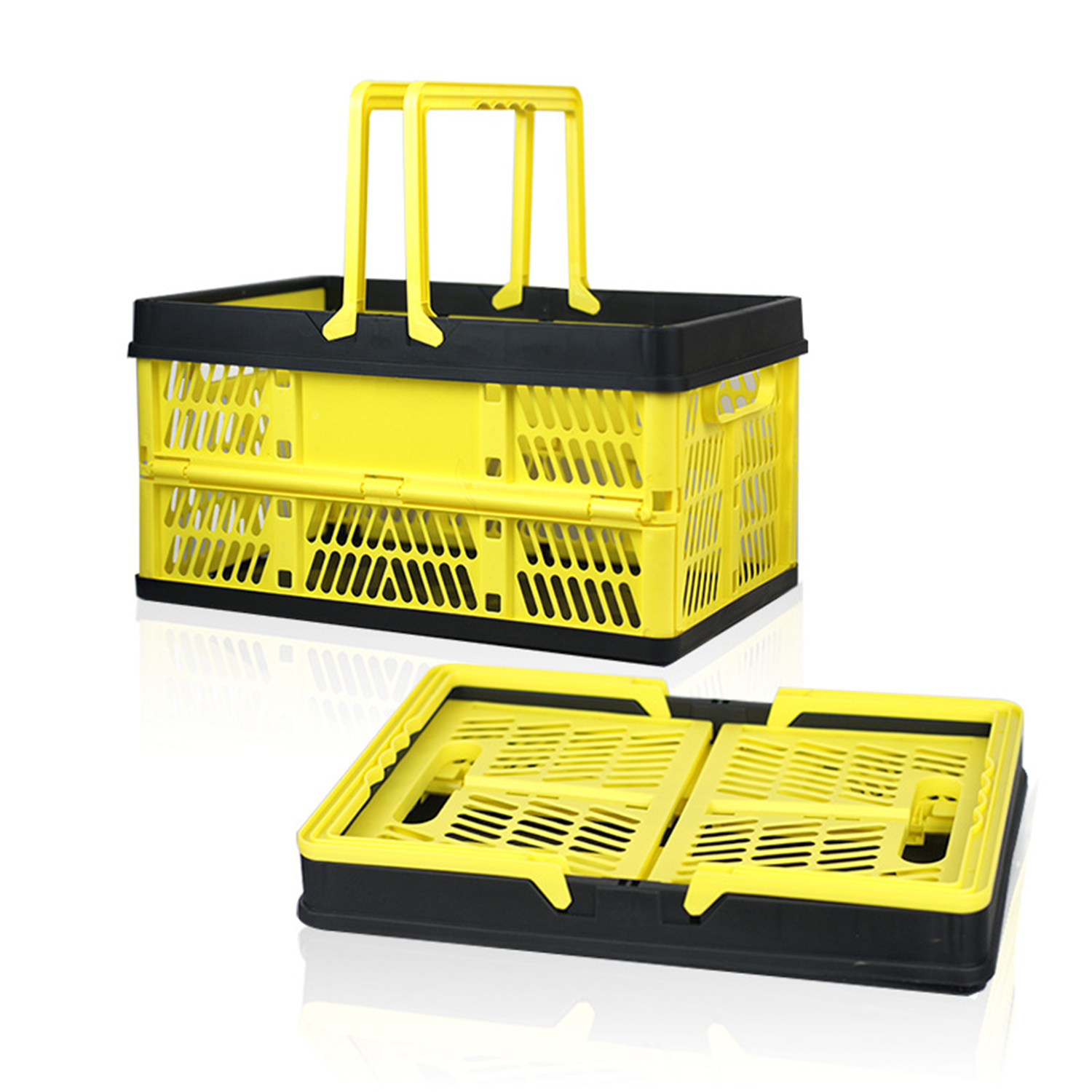 Foldable Plastic Storage Basket w/ Handle 6