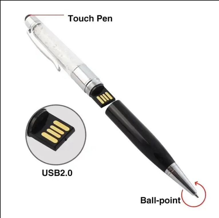 3 In 1 Crystal Ballpoint Pen USB Drive And Stylus-1Gb 8