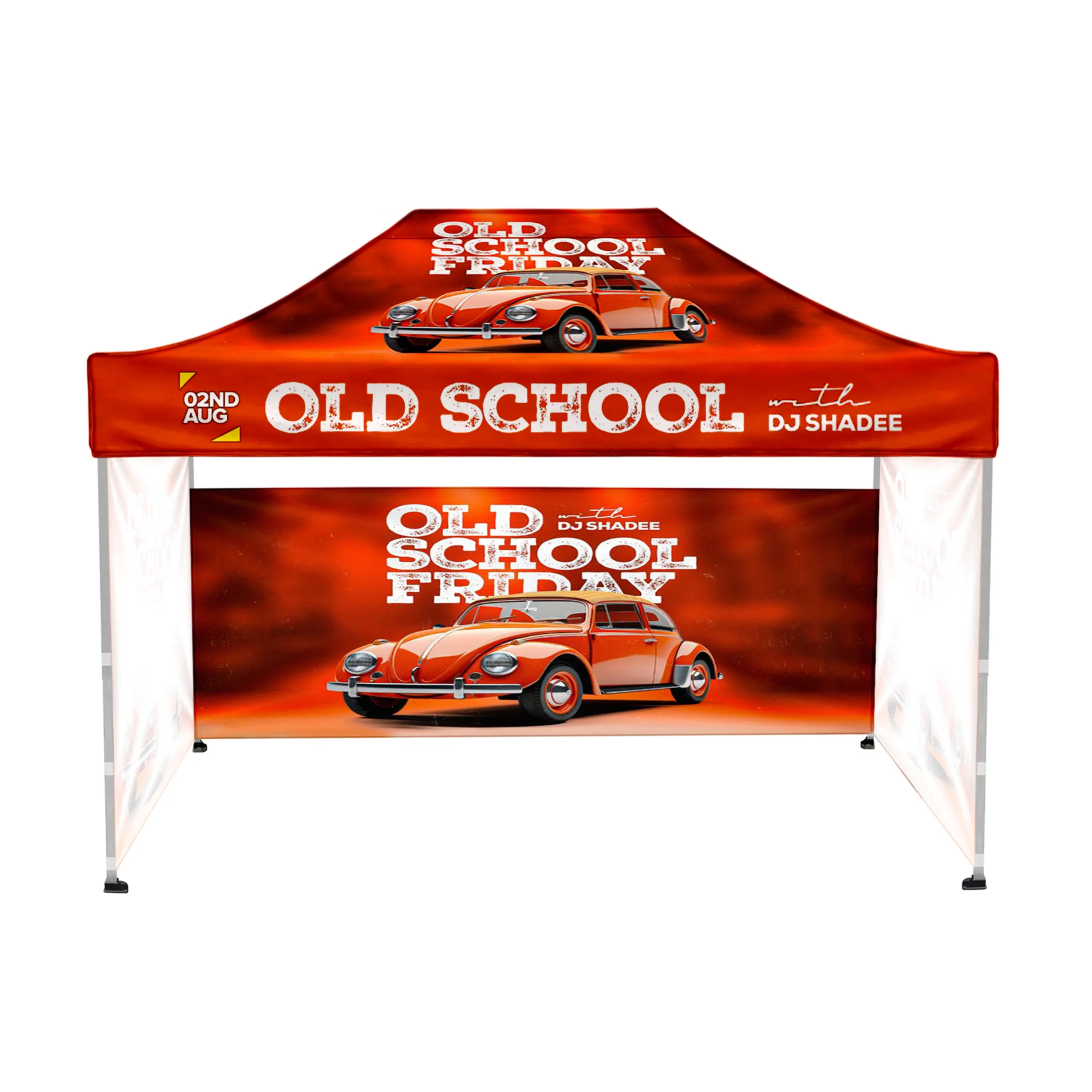 10'x15' Tent Canopy w frame, 2 side full + 1 long half wall 6