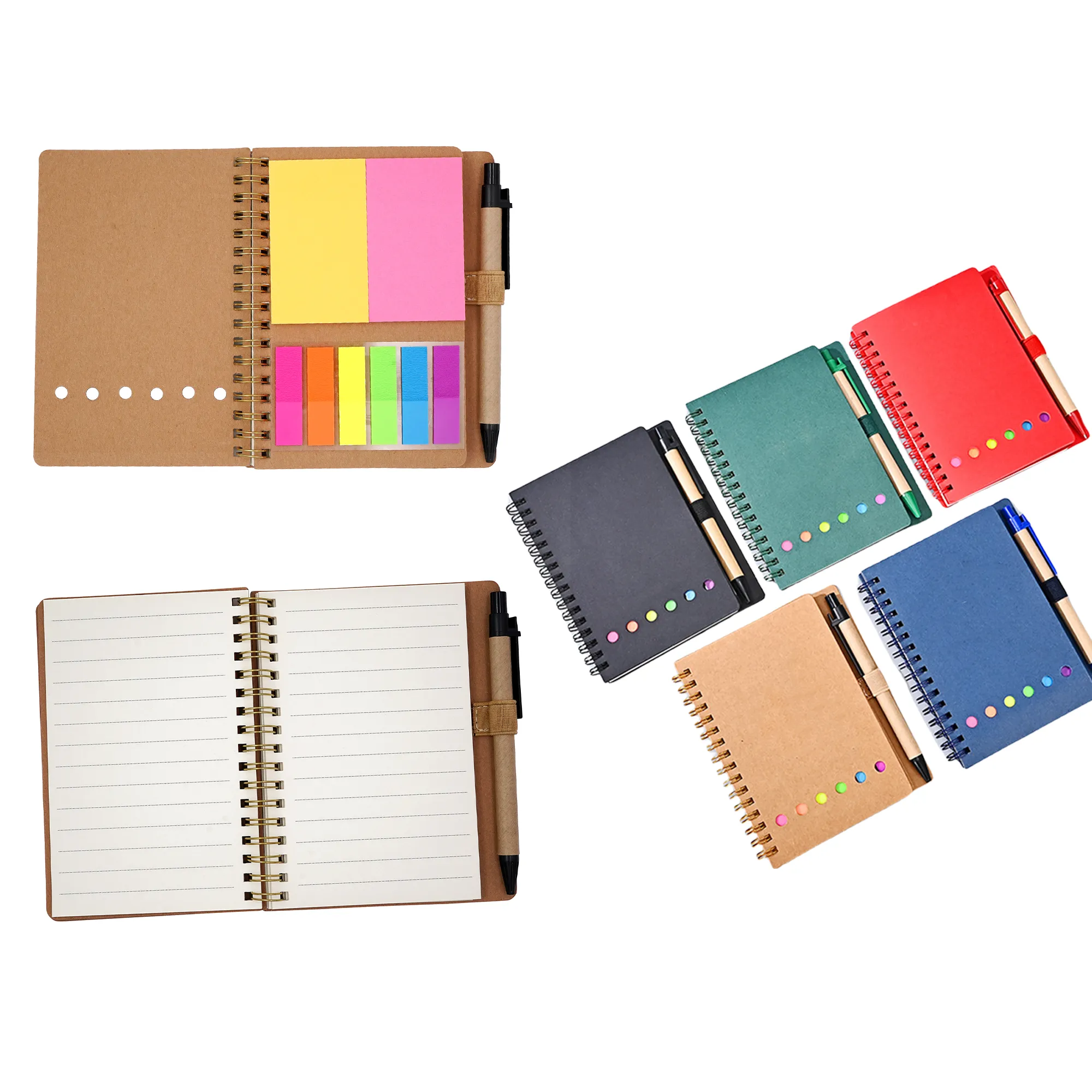 Pocket Spiral Notebook with Sticky Notes Pen