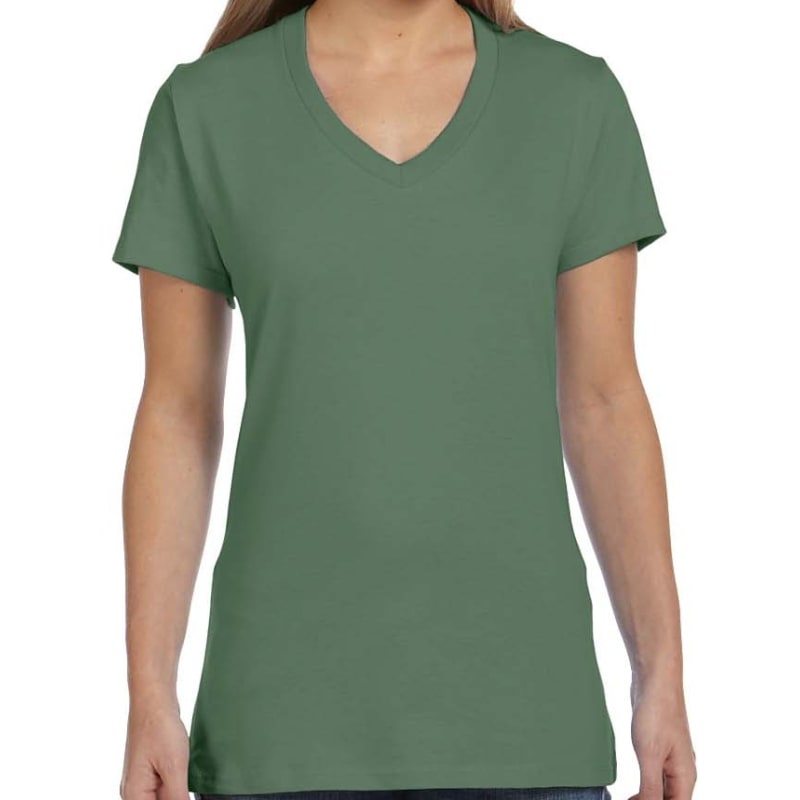 Hanes Ladies 4.5 Oz., 100% Ringspun Cotton Nano-T® V-Neck T- 11