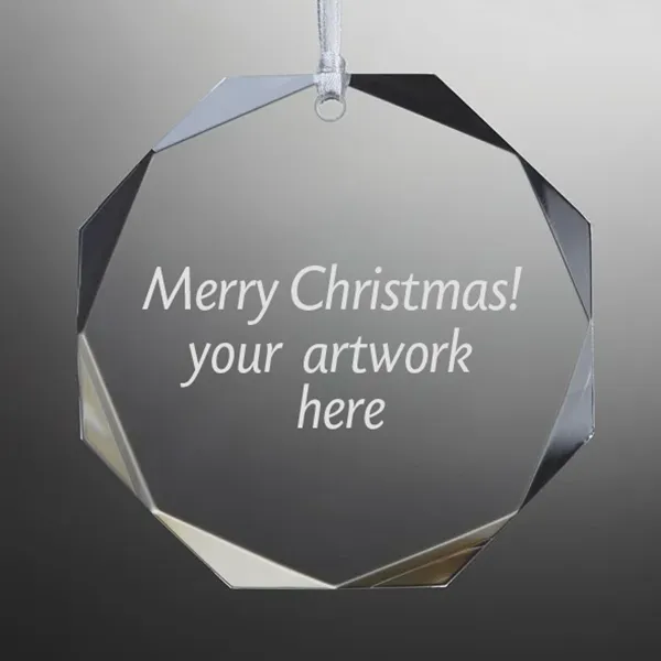 Engraved Faceted Glass Ornament -3.5" 2