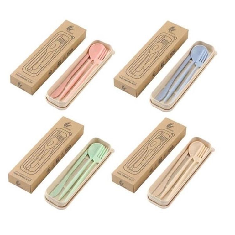 Eco-Friendly Wheat Straw Flatware Set with Case 3