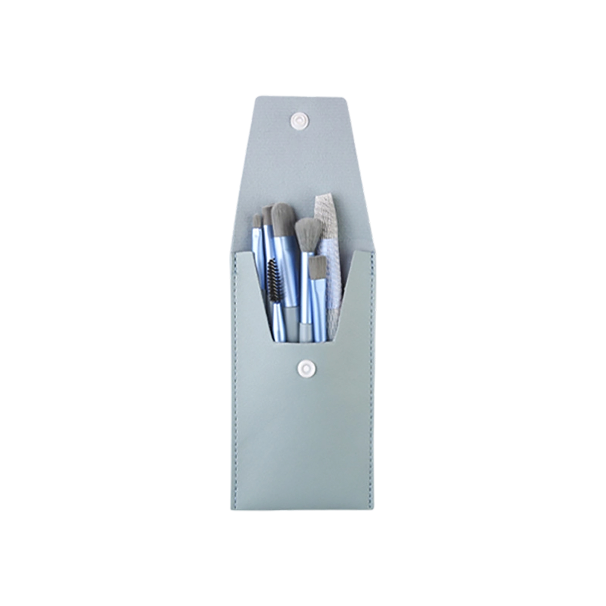 Eight Piece Makeup Brush Set With Zipper Cosmetic Bag 5.12" x 3.15" 3