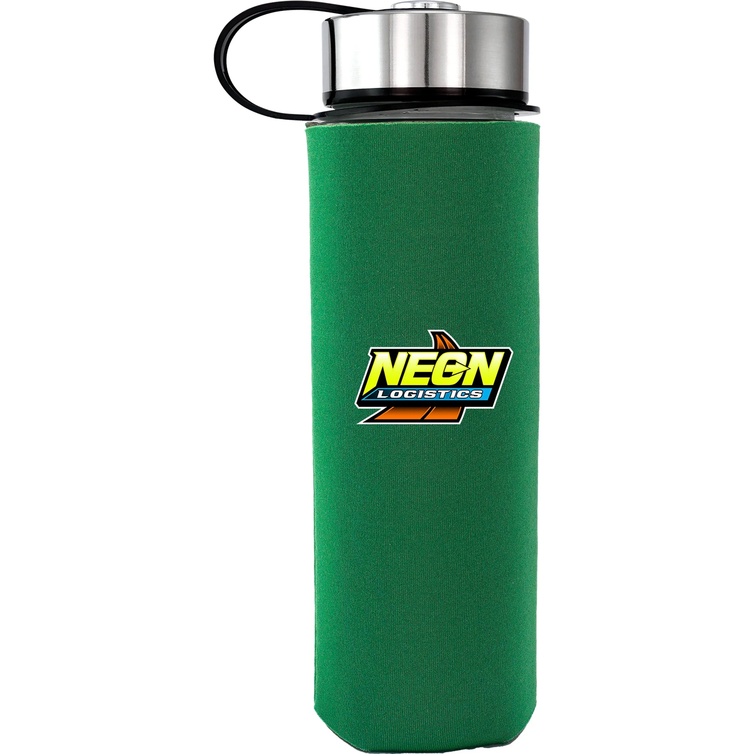 Metal Lanyard Lid 22 oz. Frosted Glass Sleeve Bottle 13