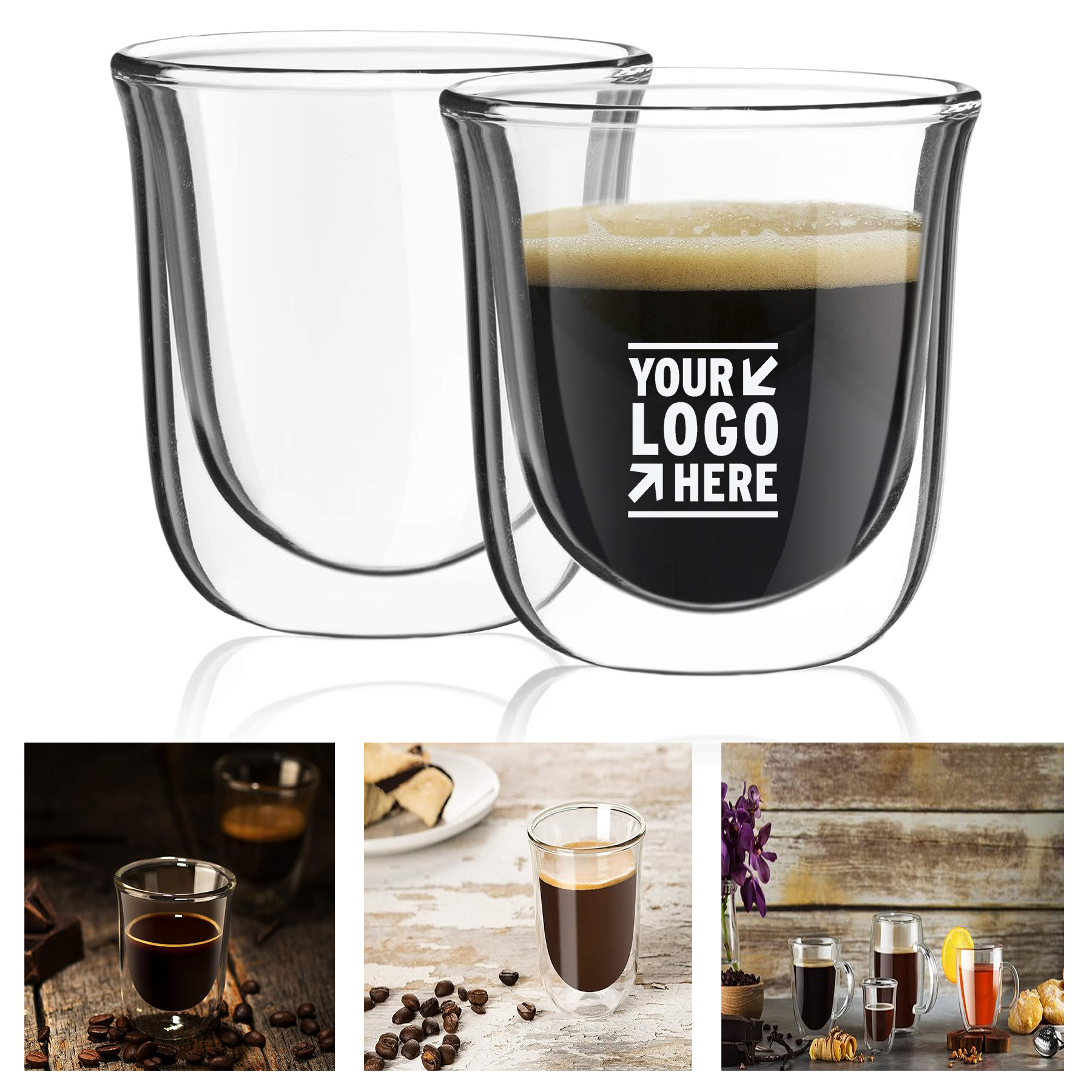 2-Ounces Insulated Microwave Safe Double Walled Espresso Glasses Espresso Cup 2