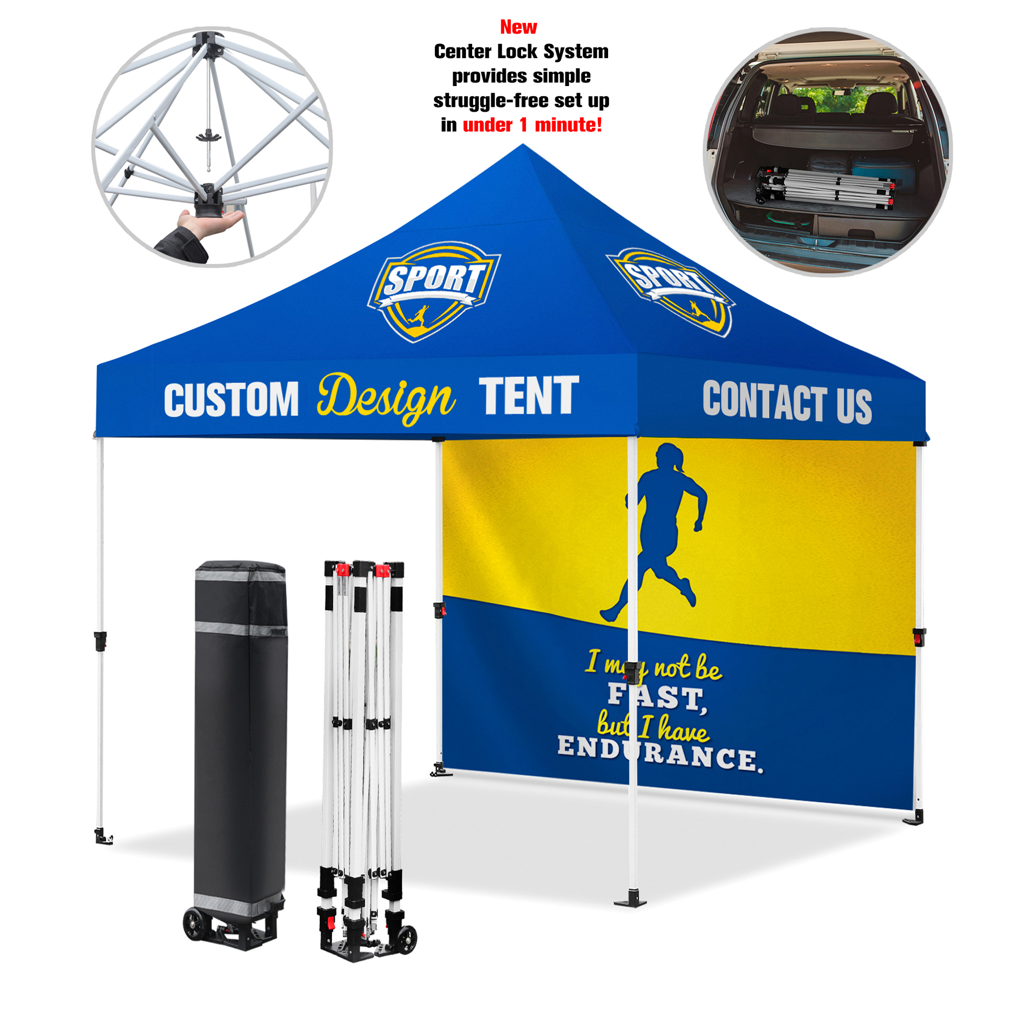 10'x10' Instant One-Push Custom Canopy Tent Kit w/Rear Full Wall 3