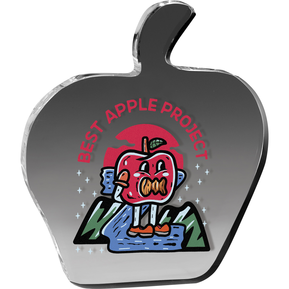 Clear Apple Paper Weight (4 1/8"x 4 5/8" 3/8") Full Colour PhotoImage
