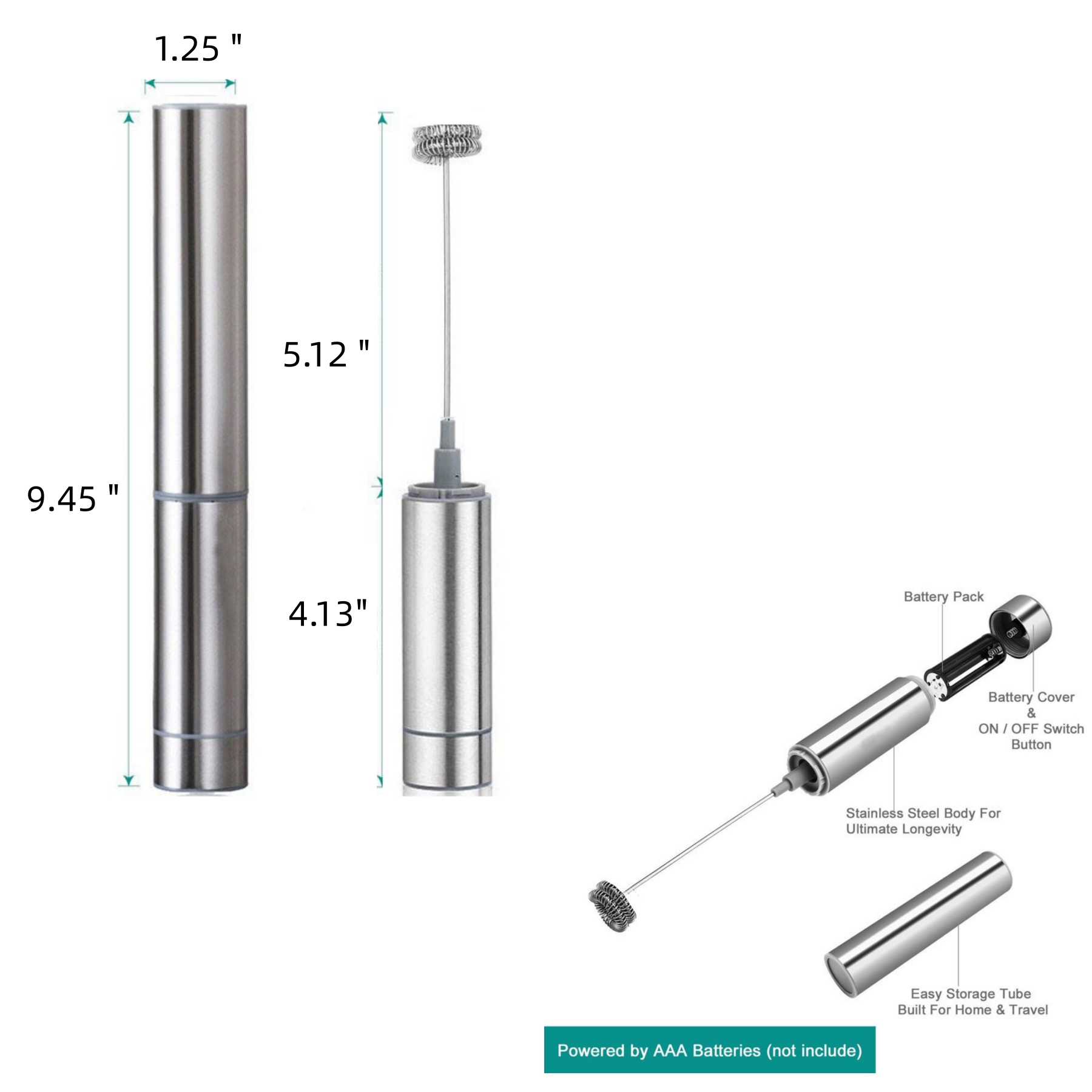 Electric Stainless Steel Mixer Milk Frother 5