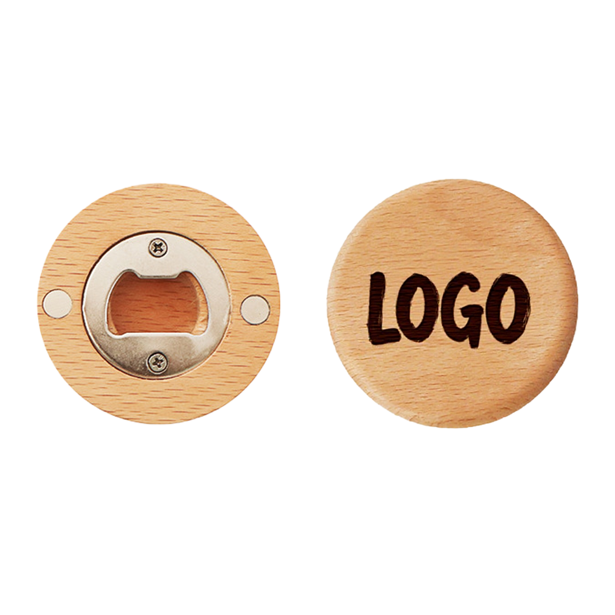 Wooden Round Beer Bottle Opener 2