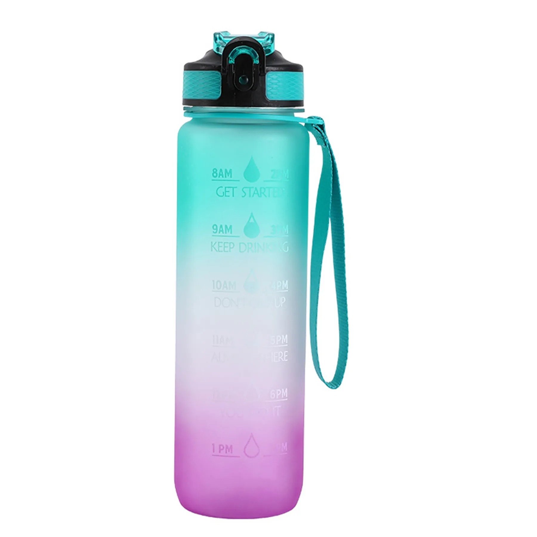 33.8Oz Plastic Time Mark Water Bottle W/ Lanyard 5