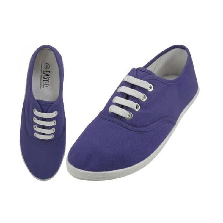 Women's Lace-Up Canvas Shoes - Purple Size 6-11 2
