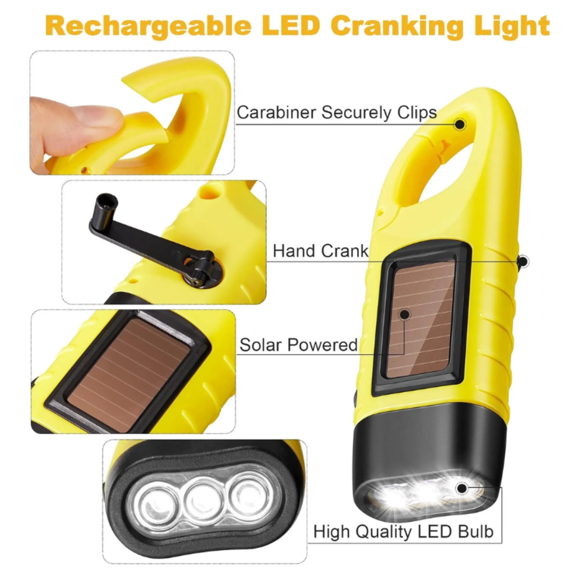 Outdoor Emergency Solar Hand Crank Flashlight 3