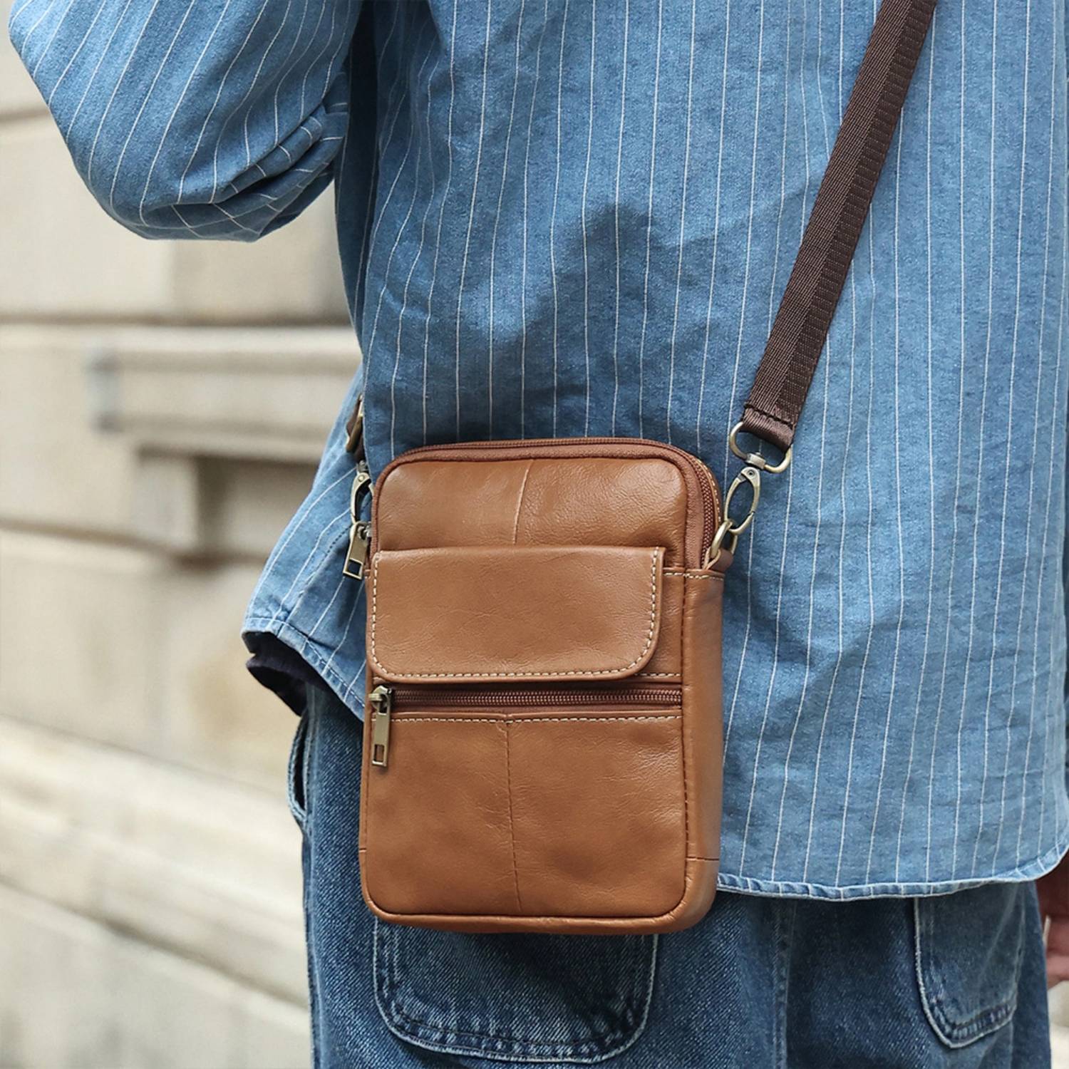 PU Leather Shoulder Crossbody Bag For Men 5