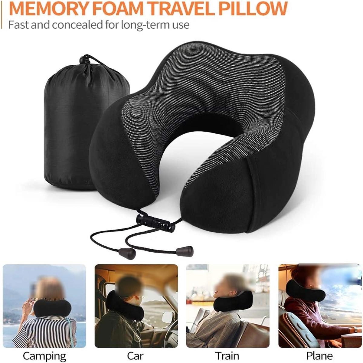 Travel Pillow with Storage Bag and Earplugs 2